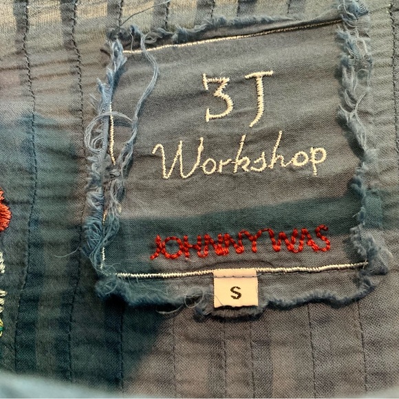 Johnny Was 3J Workshop Blue Embroidered Tunic Top Small Peasant Blouse Floral - Picture 12 of 12